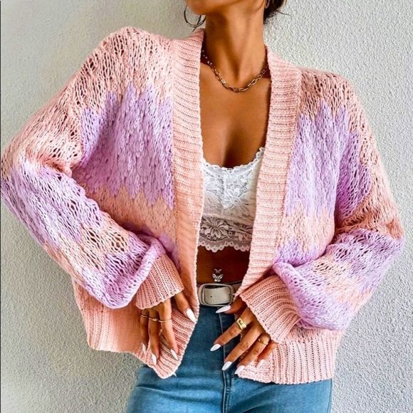 NWT! TWO TONE DROP SHOULDER OPEN FRONT CARDIGAN! - Picture 14 of 15